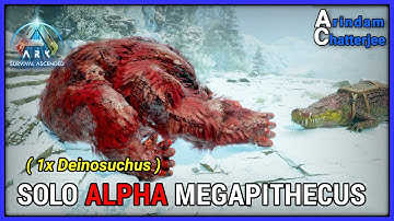 ARK Ascended Island - SOLO ALPHA MEGAPITHECUS vs 1x Deinosuchus - S3E29