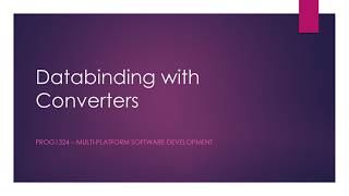 PROG1324 Databinding with Converters