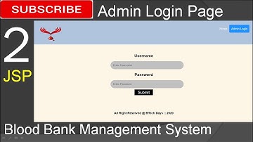 2. Blood Bank Management System in jsp - Admin Login Page (Eclipse IDE,Tomcat Sever, MySQL Database)