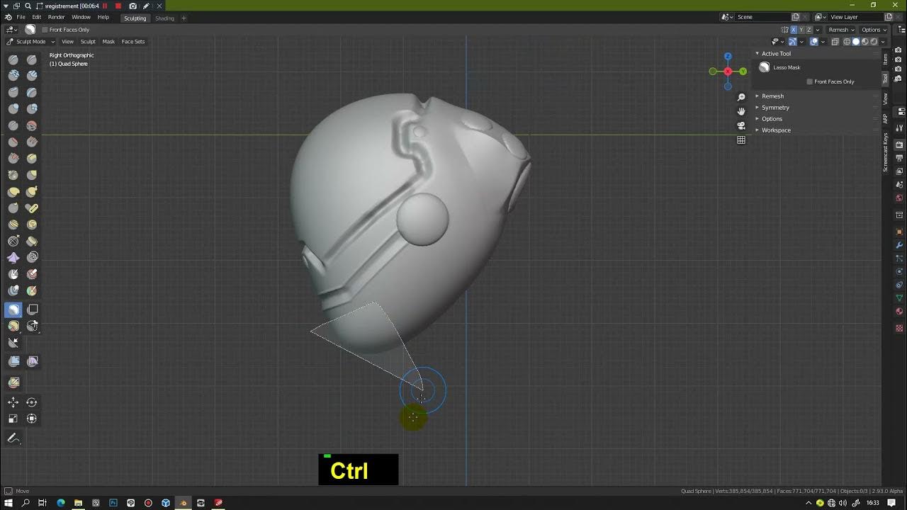 How to sculpt a sci fi helmet Blender 2 9 and 3 0 Quick Tips Series