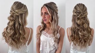 : Wedding Hairstyle. How To Do Half Up Half Down Boho Hairstyle. Boho Beach Hairstyle.