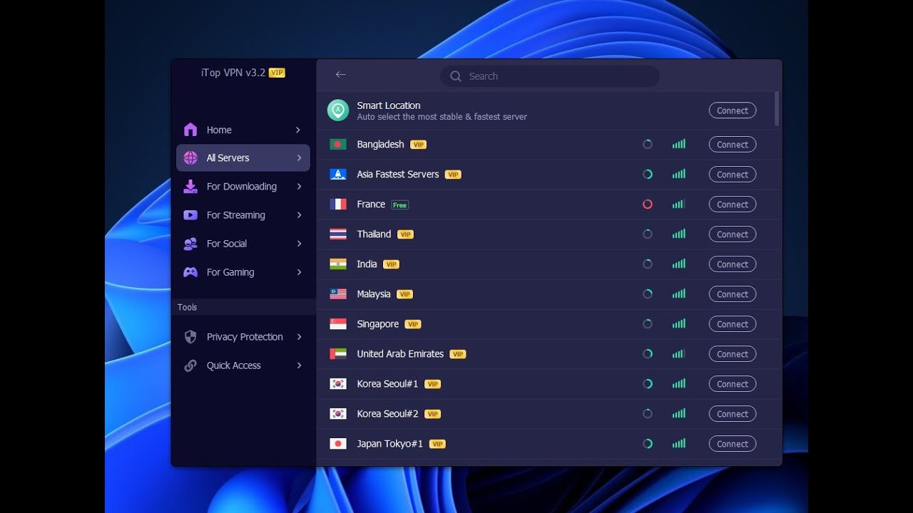 iTop VPN vip servers performance - YouTube