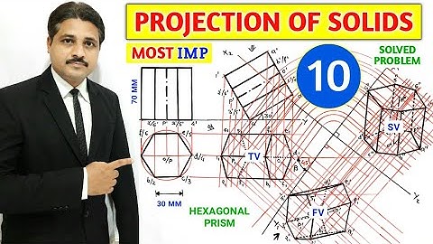 PROJECTION OF SOLIDS SOLVED PROBLEM 10 IN HINDI IN ENGINEERING DRAWING @TIKLESACADEMYOFMATHS