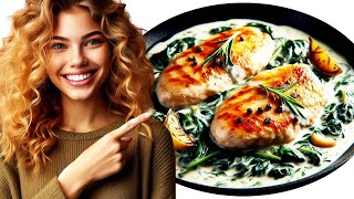 MOUTHWATERING Pan-Fried Chicken Breast Recipe with Spinach in a White Béchamel Sauce