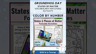 States of Matter Phase Changes Foldable Groundhog Day Color by Number Activity #groundhogday