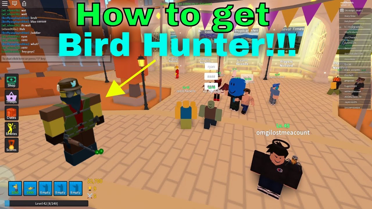  New Bird Hunter Code Tower Defense Simulator YouTube