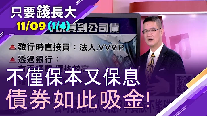 【保本.保息.躺著賺?債券就是如此吸金!公司債是法人玩意?小資族不能碰?NO!】20191109(第1/4段)只要錢長大*鄭明娟(羅際夫×朱岳中) - 天天要聞