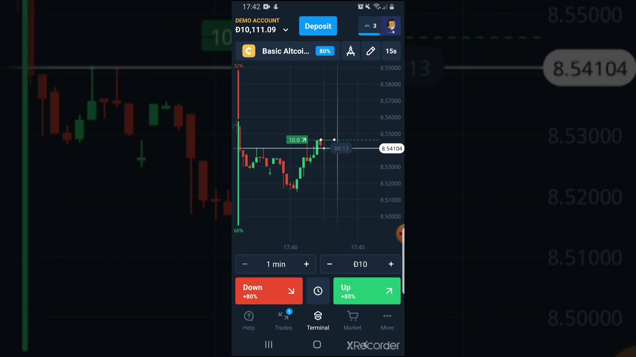 Trading Demo - 1m Binary Options (Trade 1/20) Simple Clean Strategy SCS