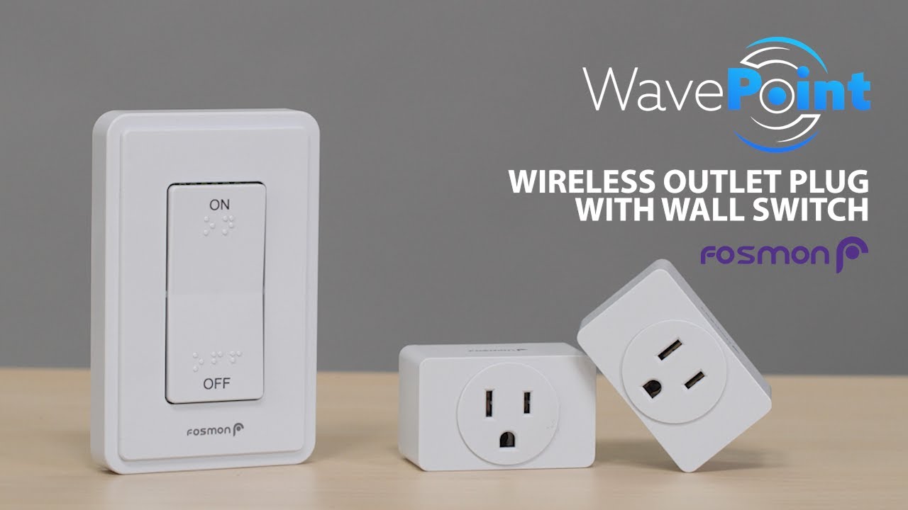 WavePoint 125V/15A Wireless Outlet Plug with Wall Switch & Braille (On/Off)  Mark (2 Outlet + 1 Remote Control) - White