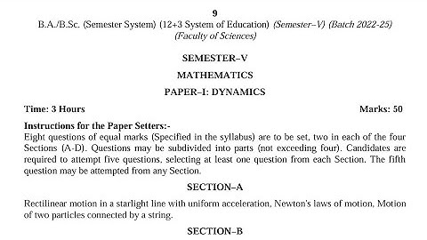 BA / BSc 5th Semester Mathematics Syllabus 2024 GNDU University | BSc 5th Semester Syllabus 2024