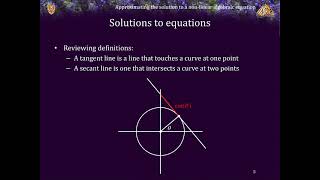 6.2 Approximating a solution to a non-linear algebraic equation