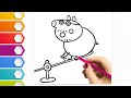 🥰😍how to draw dad peppa pig 🐷l peppa pig drawing l colorful❤💚💜 drawing l drawing for kids l drawing💕