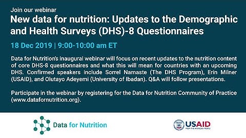 New data for nutrition: Updates to the Demographic and Health Surveys (DHS)-8 Questionnaires