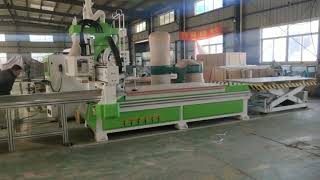 LD-1325-Q4 Four-Process Woodworking CNC Cutting Machine with Loading and Unloading Station Working 2