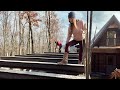 LIFTING STEEL BEAMS ON TOP of Safe Room Walls | A-Frame Cabin Addition