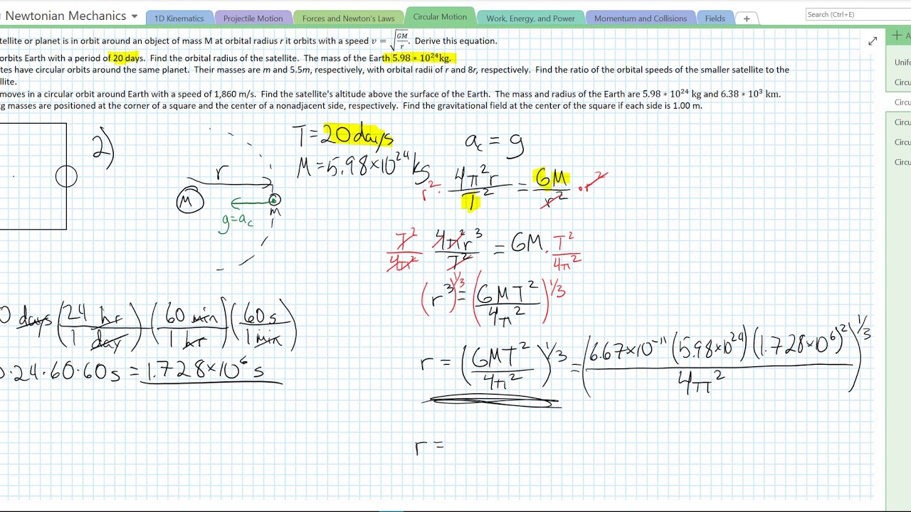 Circular Orbits Problems - YouTube