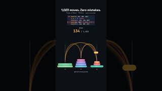 1,023 Moves. Zero Mistakes. (Tower of Hanoi, 10 discs) #AlgoLoops