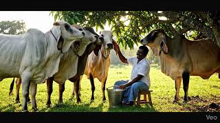 Herdsman Playing Flute Cows