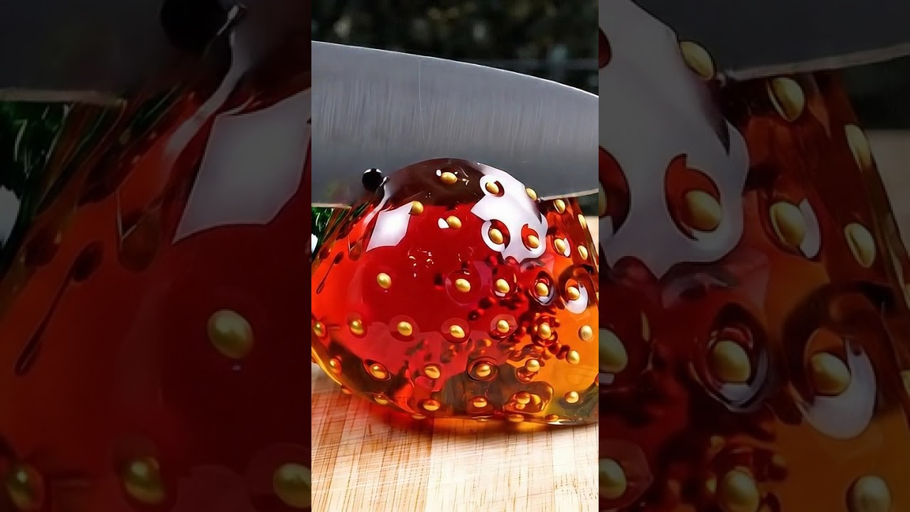 Incredible Shattered Glass Strawberry! Cutting ASMR! 🍓
