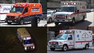 Different Chicago Ambulances responding with horn, siren and lights