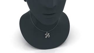 H Letter Initial Monogram Diamond Charm Necklace 0.60 Carat Total 18K Gold