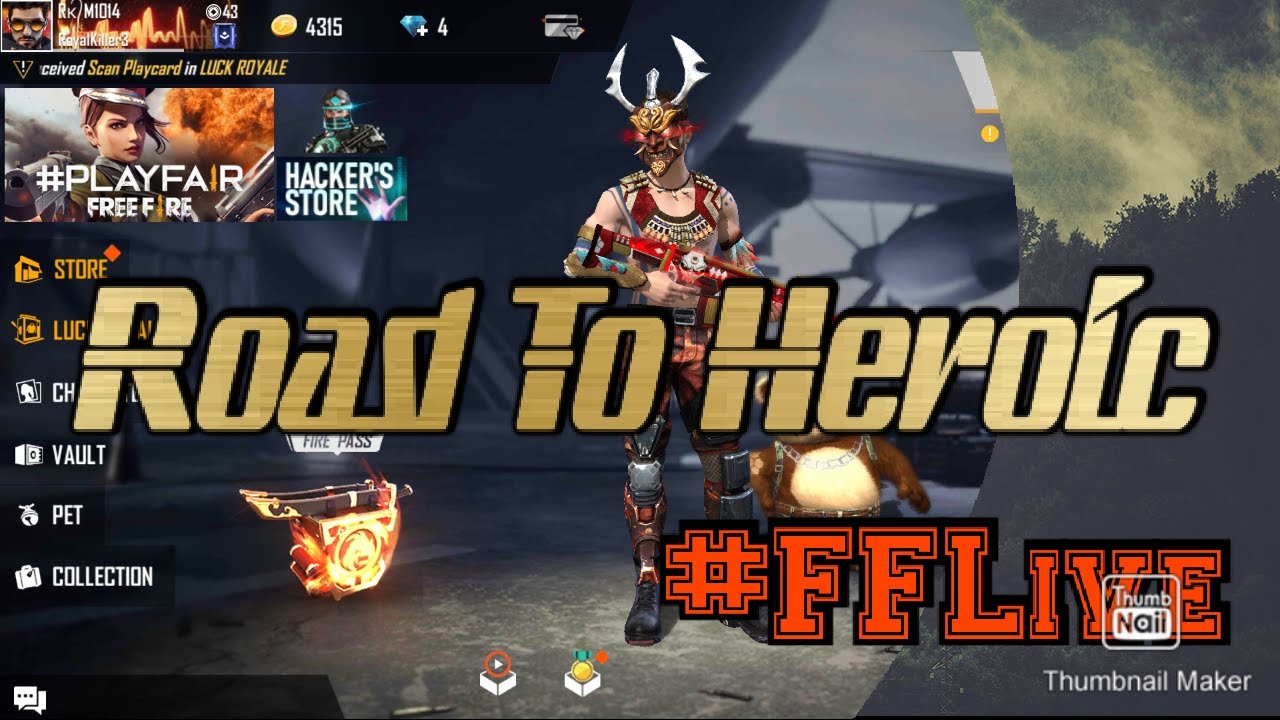 🏁FF LIVE 🏁 ROAD TO HEROIC YouTube