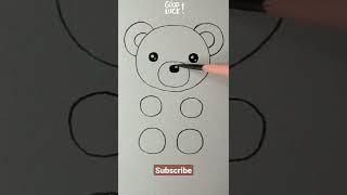Drawing teddy bear using only circle #shorts