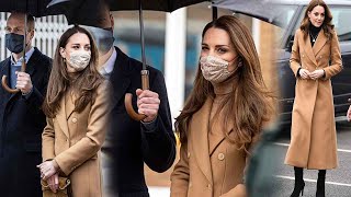 Kate looks elegant in camel coat designed by Massimo Dutti as she visits London with Prince William
