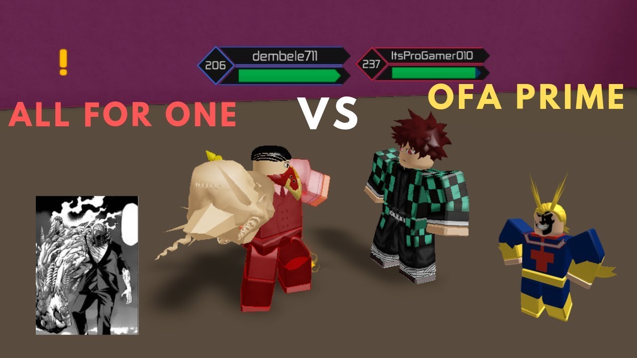 Ofa Prime Vs All For One Heroes Online Youtube - roblox heroes online one for all prime