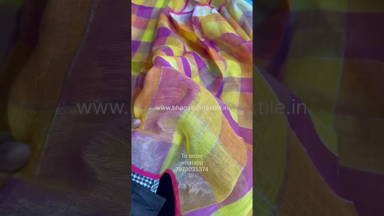 Pure linen multi color check saree | linen saree manufacture || wholesale linen saree 