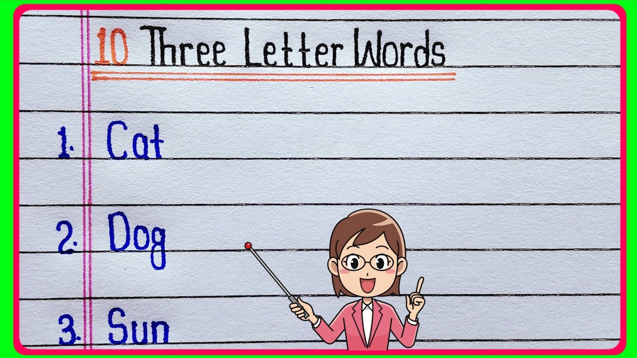 10 Three Letter Words in English || Learn And Write Three Letter Words || Three Letter Words 