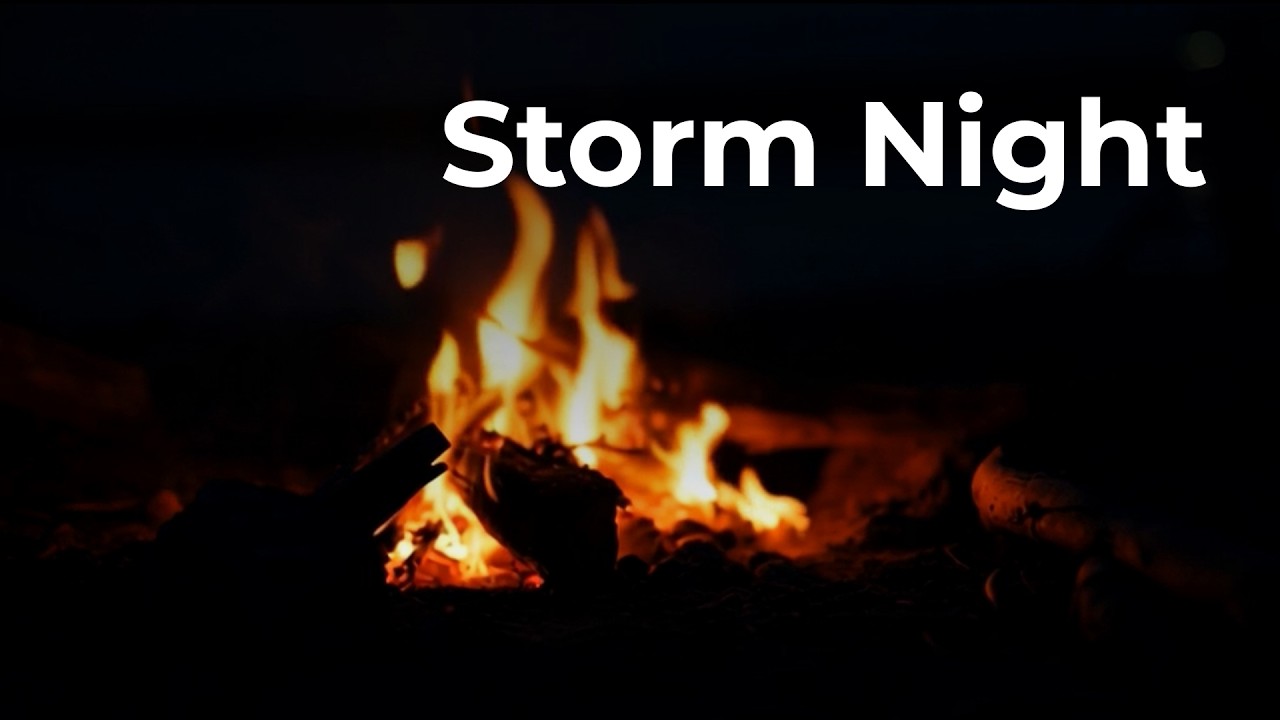 Fire and Rain Storm Sounds for Night Anxiety – 8 Hours – Storm Night Fireplace