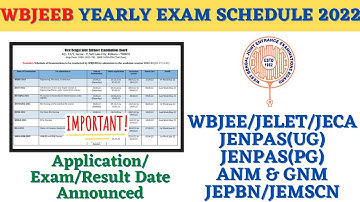 WBJEEB 2022 Yearly Schedule Published| WBJEE/JELET/JECA/JENPAS/ANM&GNM 2022 Online Application,exam?