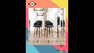 NEW 26 Inch Swivel Barstools Set of Two Black Leather