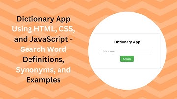 Dictionary App with HTML, CSS, and JavaScript | Step-by-Step Guide 📖🔤