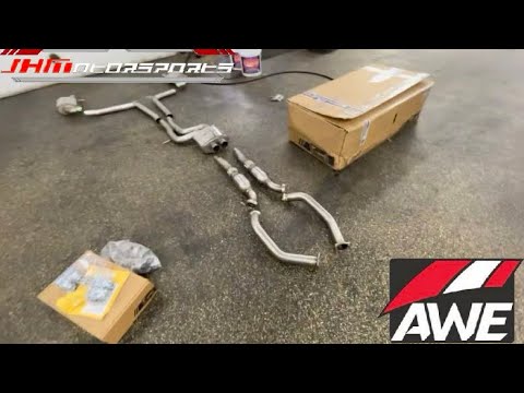 Audi S5 AWE Exhaust W/ JHM Downpipes Install - YouTube
