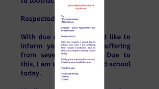 Leave Application Due to Toothache |#learnenglishwithsuraj #shorts #application #trending #viral