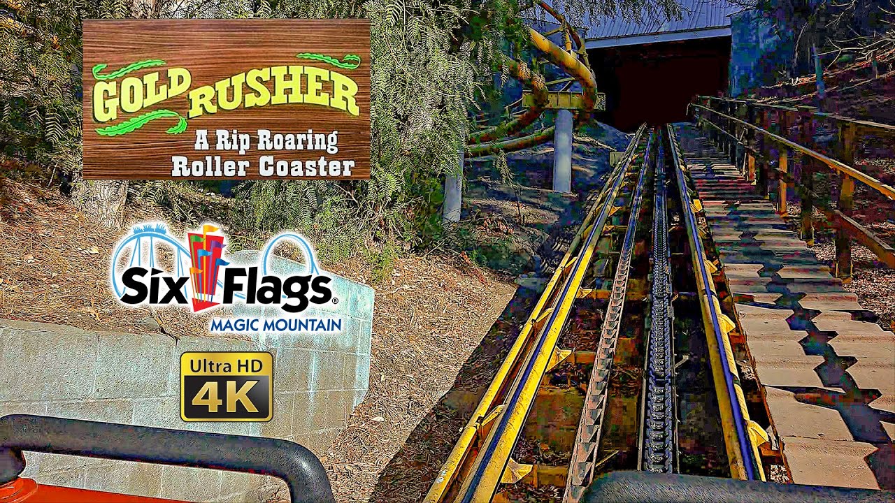 2025 Gold Rusher Roller Coaster On Ride Front Seat 4K POV Six Flags ...