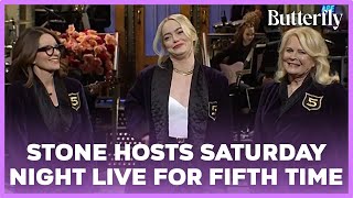 Emma Stone Hosts Saturday Night Live for the Fifth Time #butterfly