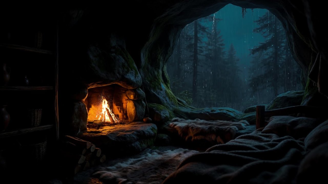 🌧️ Heavy Rain in a Dark Cave | Deep Sleep ASMR for Insomnia & Stress Relief