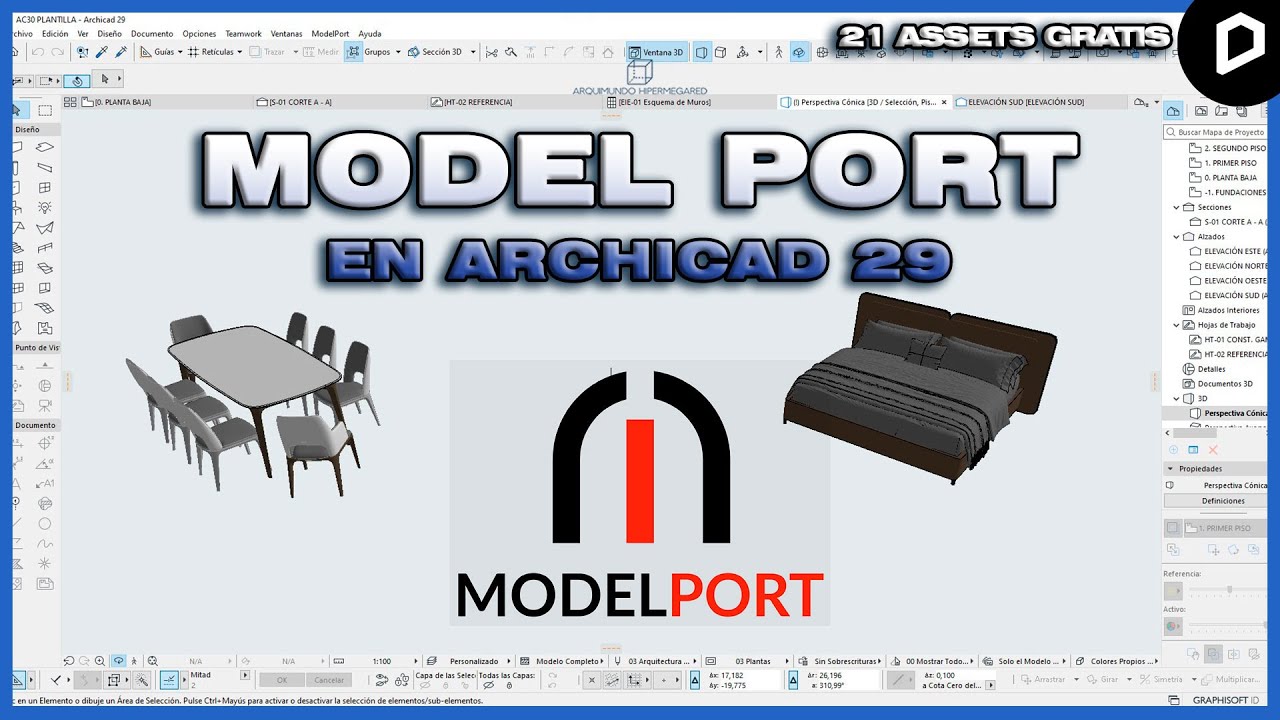 MODEL PORT EN ARCHICAD 29 | 21 ASSETS GRATIS PARA D5 RENDER