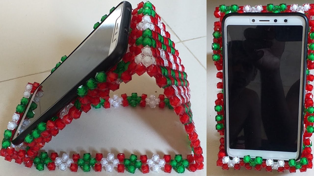 পুতি দিয়ে মোবাইল ষ্টান্ড তৈরী/পুতির কাজ/Beaded mobile stand/Bearded Showpiece
