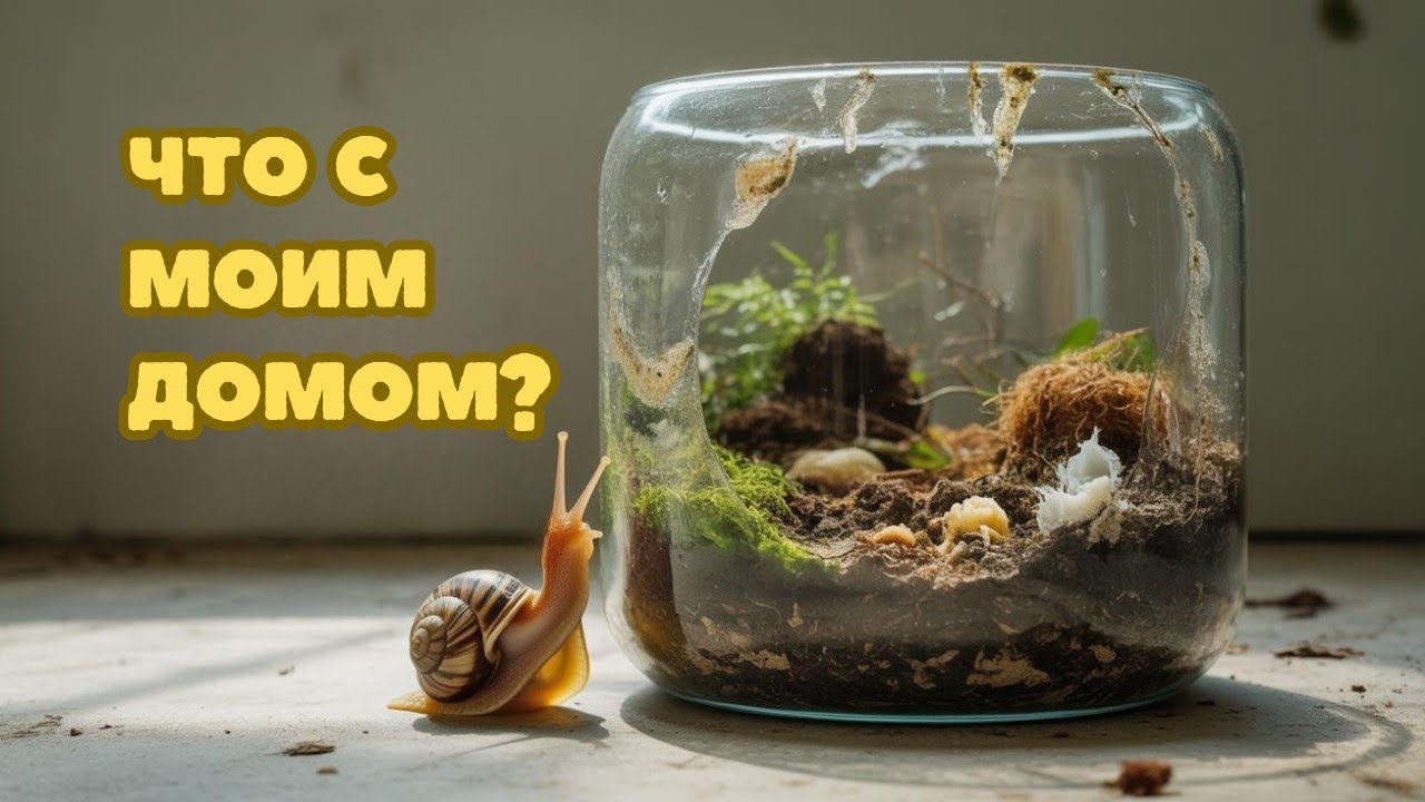 Убираем в террариуме у улитки. Дом для улиток 