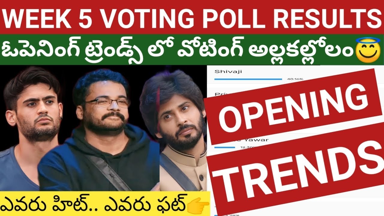 Biggboss 7 Telugu Week 5 Voting Poll Results || Week 5 Opening trends 🔥🔥 || Evaru hit evau phat😇😇