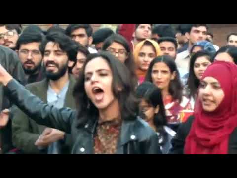 The Famous Leather Jacket Girl Arooj Aurangzaib Progressive Youth Faiz Festival Lahore Al Hamra 