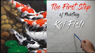 Koi Fish Painting /First Step /Real Time / Oil on canvas #6