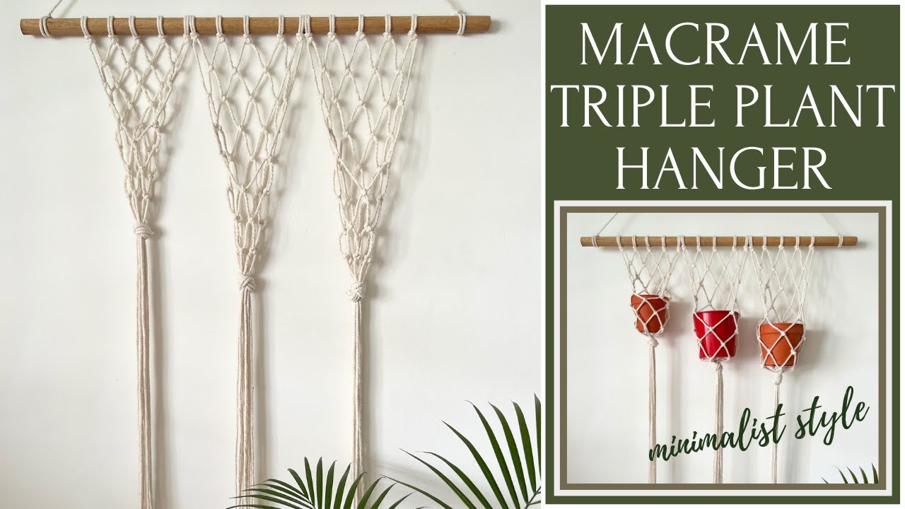 Macrame Triple Plant Holder | EASY Macrame Tutorial for Beginners ...