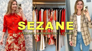 SEZANE Haul + Everlane, Reformation and Cuyana Try On  Shop With Me San Francisco Store Vlog