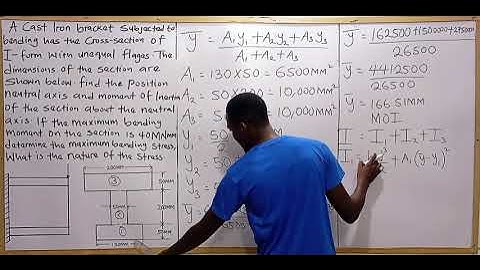 Buigspanningen in I-profiel met ongelijke flenzen - Probleem 19 | Sterkte van materialen ...