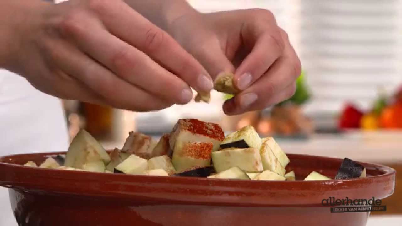 Tajine met aubergine Allerhande YouTube
